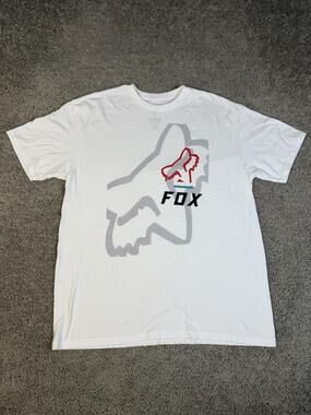 Fox Shirt Mens XL White Fox Head Graphic Crew Neck Cotton Polyester Tagless